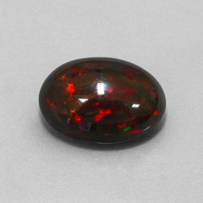 Opala negra multicolorido natural 3,73ct, corte oval, opaco