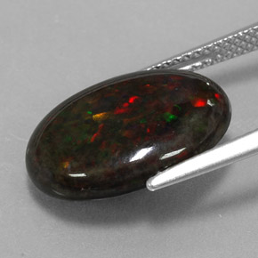 Opala negra multicolorido natural 3,60ct, corte oval, opaco