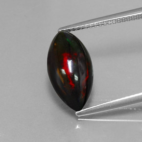 Opala negra multicolorido natural 3,06ct, marquise, opaco