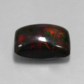 Opala negra multicolorido natural 5,58ct, baguete, opaco