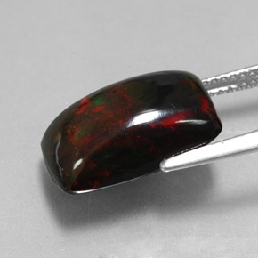 Opala negra multicolorido natural 5,58ct, baguete, opaco