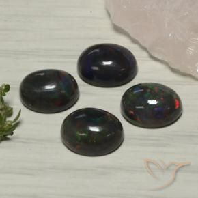 Pedras preciosas de Opala negra Multicolorido natural de 5.55 ct, oval, Translúcido