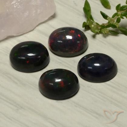 Pedras preciosas de opala negra vermelho natural de 5,81 ct, corte oval, translúcido