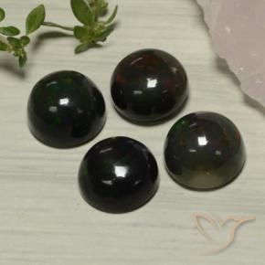 Pedras preciosas de Opala negra Multicolorido natural de 6.38 ct, Redondo, Translúcido