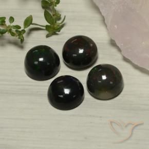 Pedras preciosas de Opala negra Multicolorido natural de 6.38 ct, Redondo, Translúcido