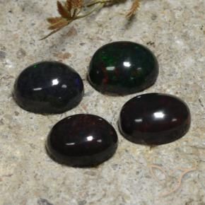 Pedras preciosas de Opala negra Multicolorido natural de 5.23 ct, oval, Translúcido