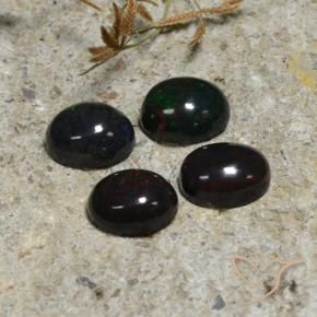 Pedras preciosas de Opala negra Multicolorido natural de 5.23 ct, oval, Translúcido