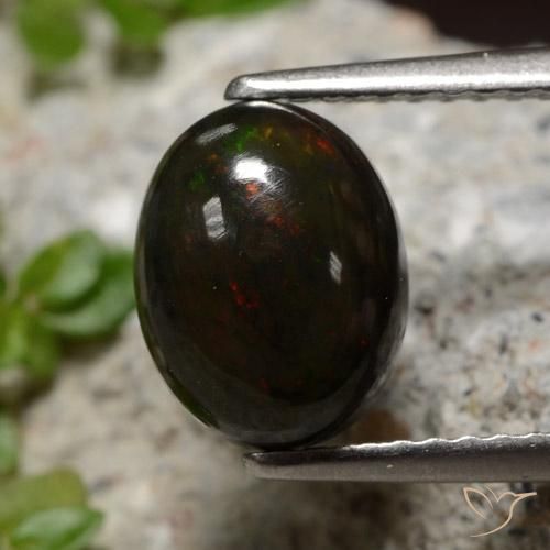 Opala preta oval de 1,34 quilates, 9 x 7 mm da Etiópia, Photo A