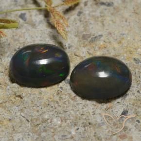Pedras preciosas de Opala negra Multicolorido natural de 2.30 ct, oval, Translúcido