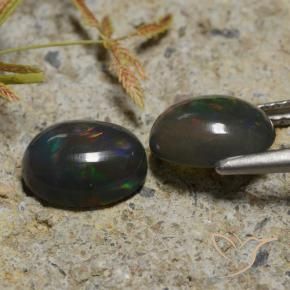 Pedras preciosas de Opala negra Multicolorido natural de 2.30 ct, oval, Translúcido