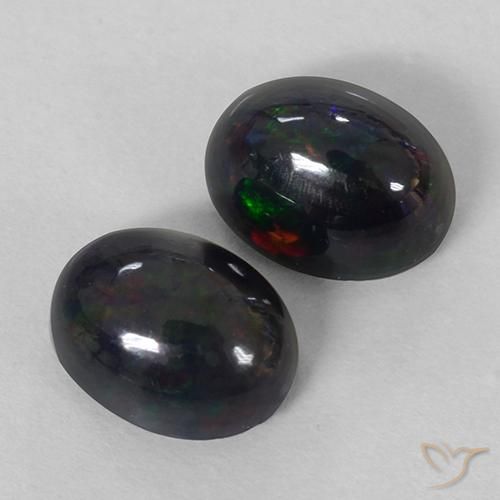 Pedras preciosas de Opala negra Multicolorido natural de 2.74 ct, oval, Opaco