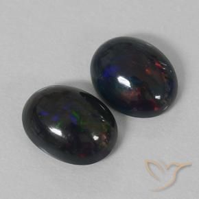 Pedras preciosas de Opala negra Multicolorido natural de 1.85 ct, oval, Opaco