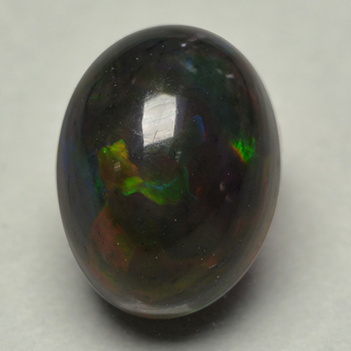 Opala negra multicolorido natural 1,02ct, corte oval, opaco