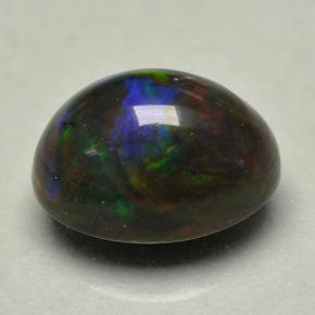 Opala negra multicolorido natural 1,02ct, corte oval, opaco