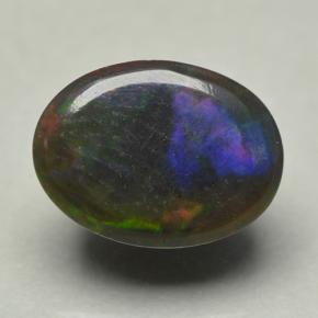 Opala negra multicolorido natural 1,02ct, corte oval, opaco