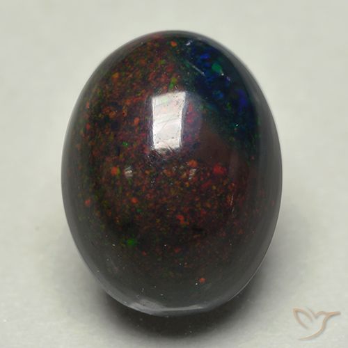 Opala negra multicolorido natural 0,74ct, corte oval, opaco