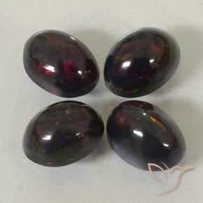 Pedras preciosas de Opala negra Multicolorido natural de 2.49 ct, oval, Translúcido