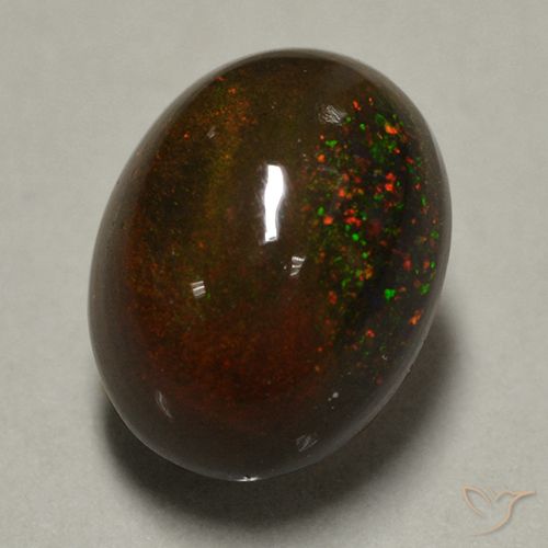 Opala negra multicolorido natural 0,89ct, corte oval, opaco