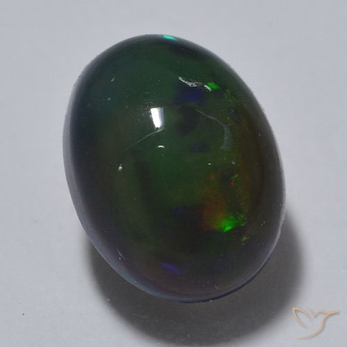 0.79ct Natural Multicolorido Opala negra, oval, Translúcido