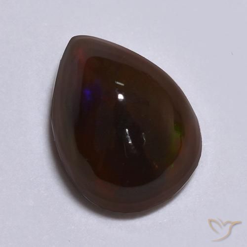 Opala negra Multicolorido Natural 0.85ct, Formato de pêra, Translúcido