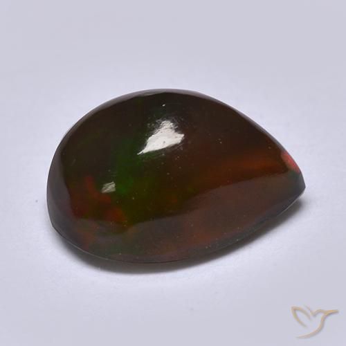 Opala negra Multicolorido Natural 0.85ct, Formato de pêra, Translúcido