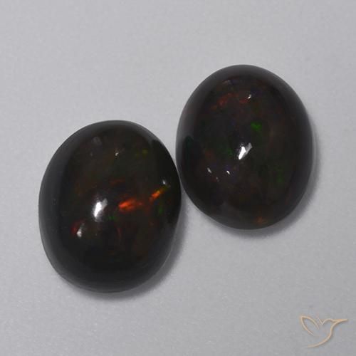 Pedras preciosas de Opala negra Multicolorido natural de 2.79 ct, oval, Translúcido