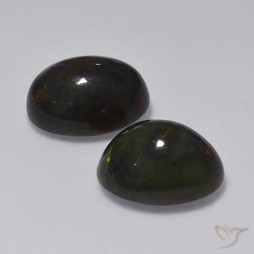 Pedras preciosas de Opala negra Multicolorido natural de 2.31 ct, oval, Translúcido