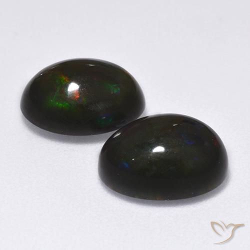 Pedras preciosas de Opala negra Multicolorido natural de 2.60 ct, oval, Translúcido