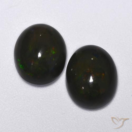 Pedras preciosas de Opala negra Multicolorido natural de 2.60 ct, oval, Translúcido