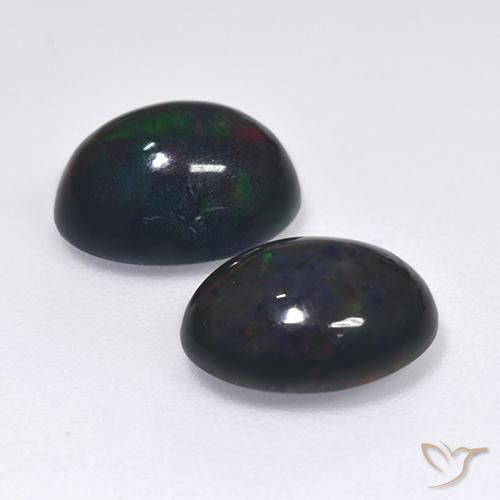 Pedras preciosas de Opala negra Multicolorido natural de 2.38 ct, oval, Translúcido