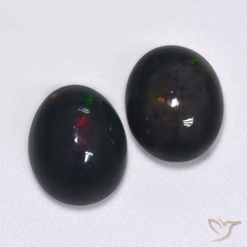 Pedras preciosas de Opala negra Multicolorido natural de 2.38 ct, oval, Translúcido