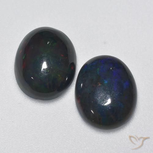 Pedras preciosas de Opala negra Multicolorido natural de 2.12 ct, oval, Translúcido