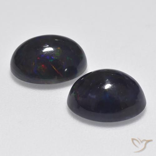 Pedras preciosas de Opala negra Multicolorido natural de 2.12 ct, oval, Translúcido