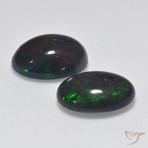Pedras preciosas de Opala negra Multicolorido natural de 1.70 ct, oval, Translúcido