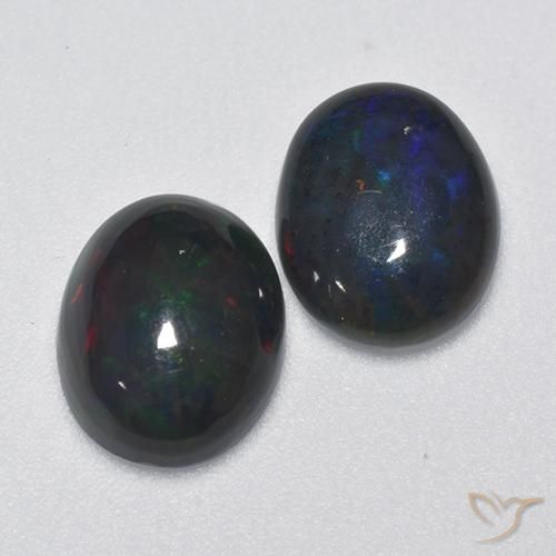 Pedras preciosas de Opala negra Multicolorido natural de 1.70 ct, oval, Translúcido