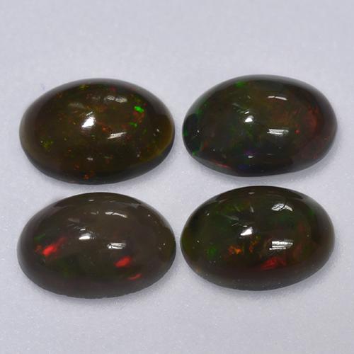Pedras preciosas de Opala negra Multicolorido natural de 1.16 ct, Corte Oval, Translúcido