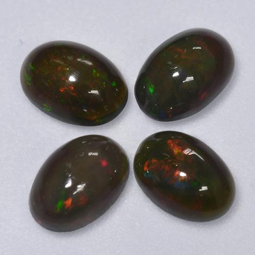 Pedras preciosas de Opala negra Multicolorido natural de 1.16 ct, Corte Oval, Translúcido
