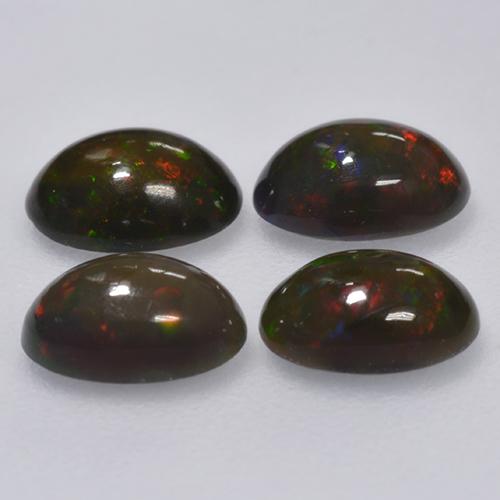 Pedras preciosas de Opala negra Multicolorido natural de 1.16 ct, Corte Oval, Translúcido