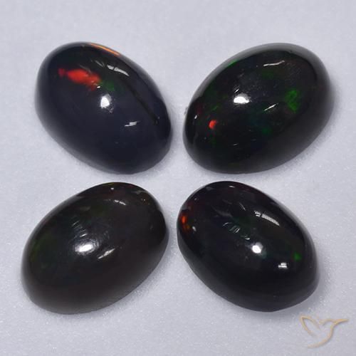 Pedras preciosas de Opala negra Multicolorido natural de 1.50 ct, oval, Translúcido