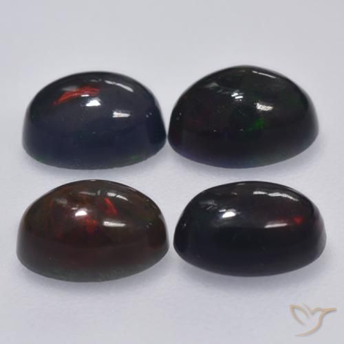 Pedras preciosas de Opala negra Multicolorido natural de 1.50 ct, oval, Translúcido