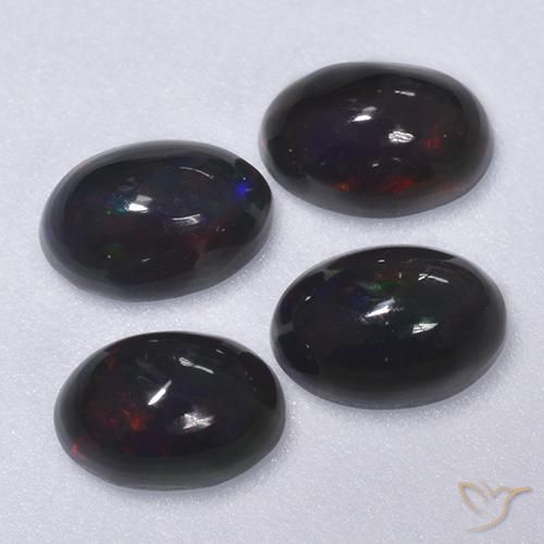 Pedras preciosas de Opala negra Multicolorido natural de 1.28 ct, oval, Translúcido