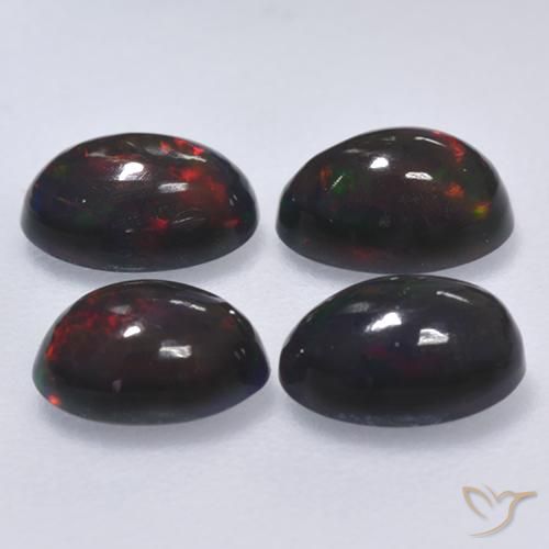 Pedras preciosas de Opala negra Multicolorido natural de 1.28 ct, oval, Translúcido