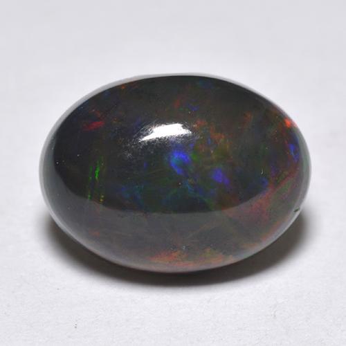 Opala negra multicolorido natural 1,33ct, corte oval, translúcido