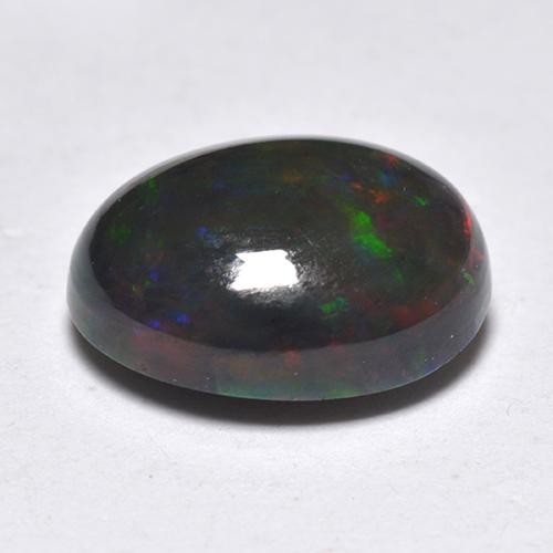 Opala negra multicolorido natural 1,33ct, corte oval, translúcido