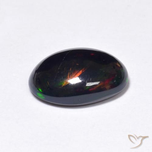 Opala negra Multicolorido Natural 0.91ct, oval, Translúcido