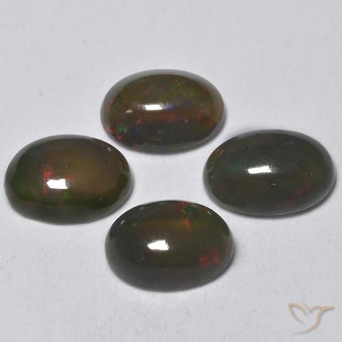 Pedras preciosas de Opala negra Multicolorido natural de 1.32 ct, oval, Translúcido