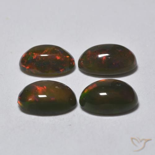Pedras preciosas de Opala negra Multicolorido natural de 1.32 ct, oval, Translúcido