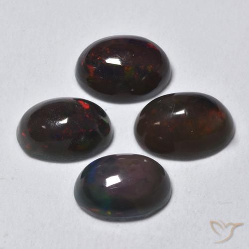 Pedras preciosas de Opala negra Multicolorido natural de 1.41 ct, oval, Translúcido