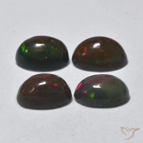 Pedras preciosas de Opala negra Multicolorido natural de 1.41 ct, oval, Translúcido