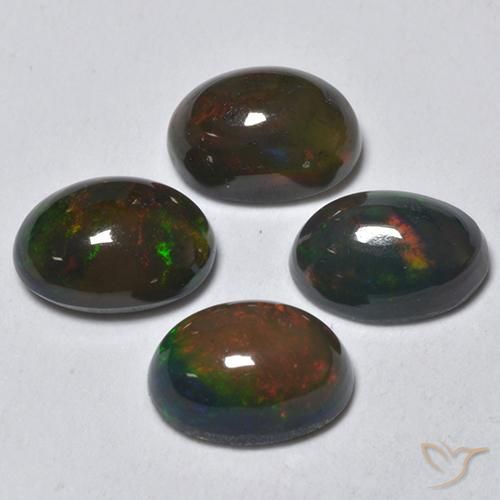 Pedras preciosas de Opala negra Multicolorido natural de 1.54 ct, oval, Translúcido